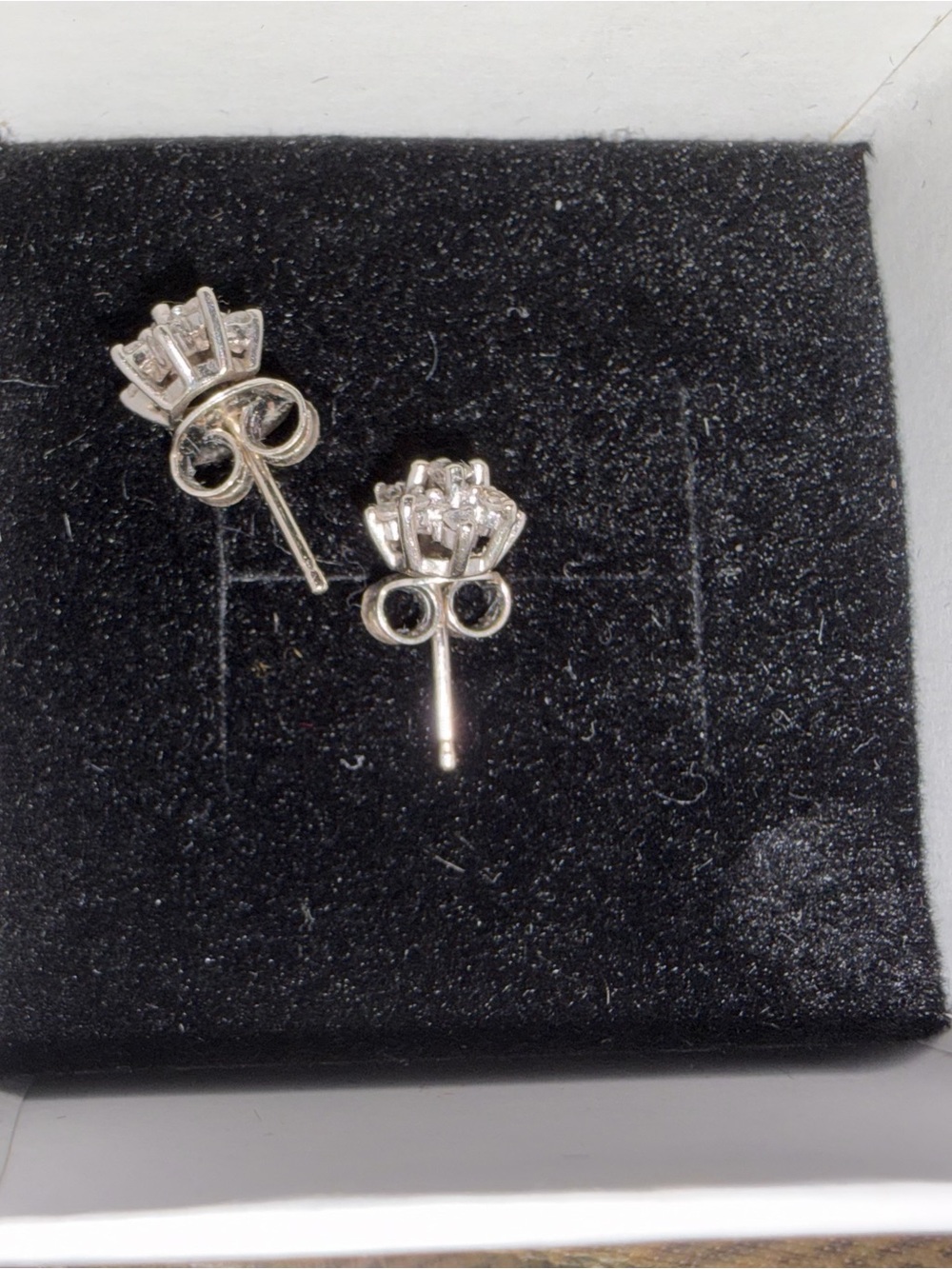 White Gold and Diamond Starburst Stud Earrings - Picture 7 of 7